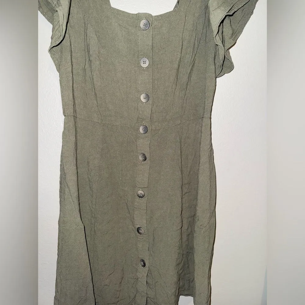 Universal Thread Army green Button-Front Mini Dress size small #720 - Image 2
