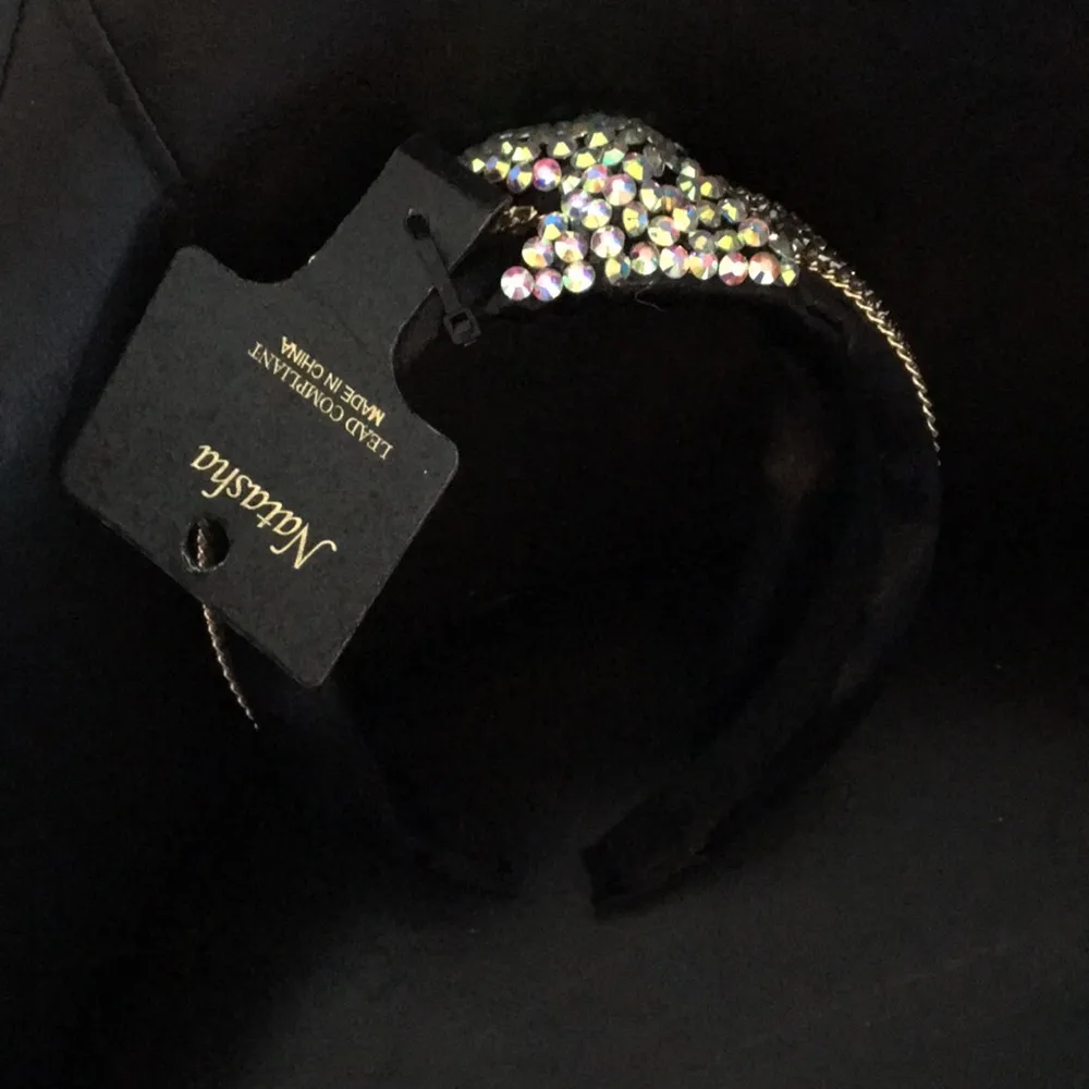 Natasha Iridescent Crystals Gold Chain Headband - Image 3