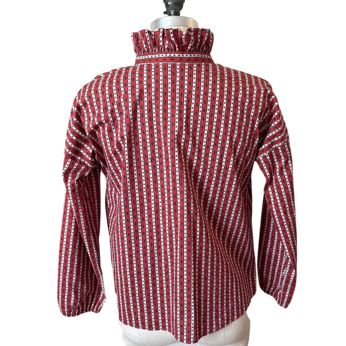 NWT Never A Wallflower Marrakesh Rust Beetle Scarab Print Blouse Size XS Red - Image 5