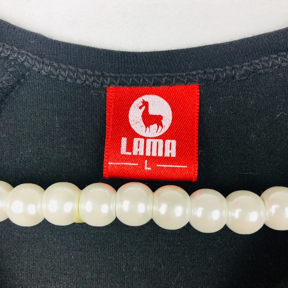 PERU | Lama Peruvian Lima Womens Black Shirt Red Size L - Image 4