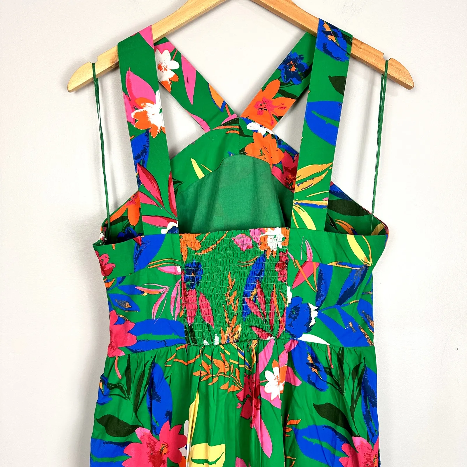 J Crew Factory Tall Printed Tiered Halter Midi Dress Bright Clover Multi 12 NWT Green - Image 8