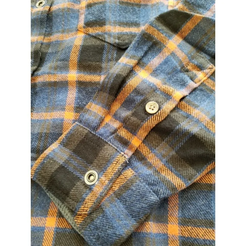 PRANA Women's Golden Canyon Flannel Shirt 100% Organic Cotton Rich Sapphire Sz S - Image 10
