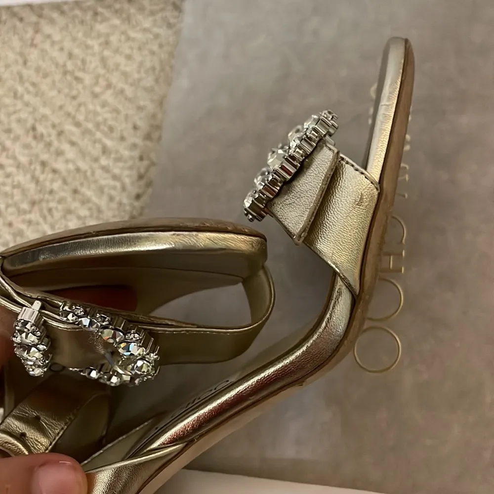 Jimmy Choo RARE swarovski crystal champagne gold heels - Image 13
