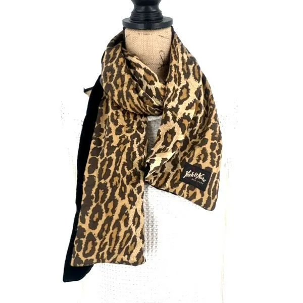 Nick & Nora Silk Leopard Print Scarf Black Luxurious Velvet Romantic Designer‎ - Image 3