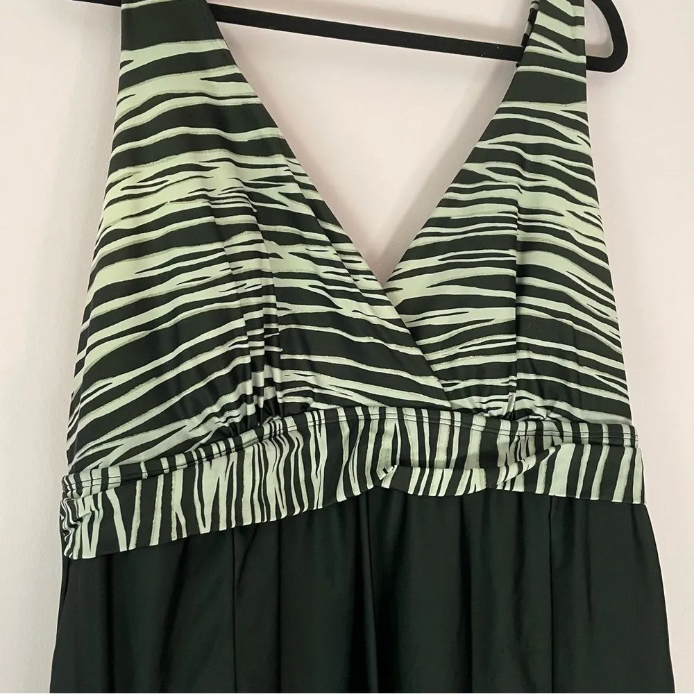 Fresh Water Swim Dress Size 22W Zebra Print Silver Black One Piece Bikini - Image 3