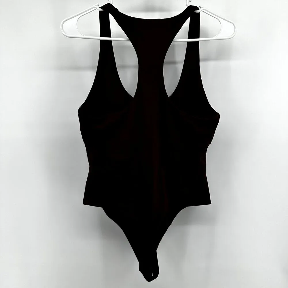 Aritzia Babaton Contour Racerback Tank Bodysuit Scoop Neck Stretch Thong Brown L - Image 6