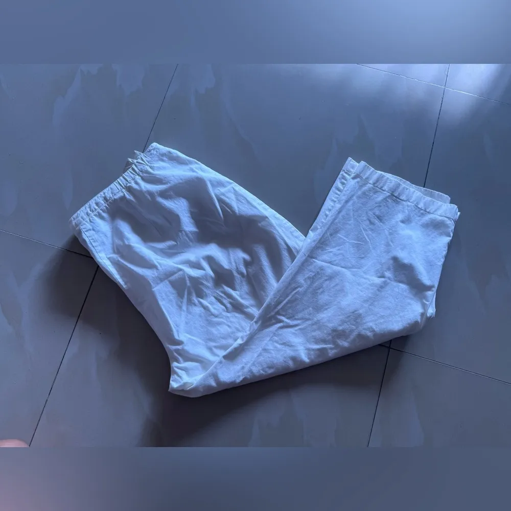 EILEEN FISHER Pants  Cotton Stretch Twill Wide Cropped Side Zip White Size M - Image 15