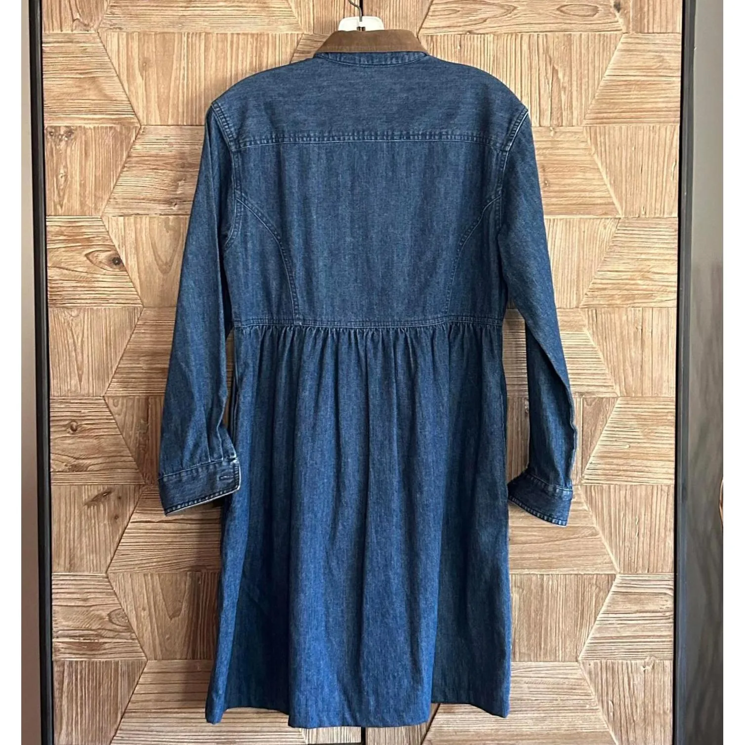 L.L. Bean Vintage Womens Denim Midi Shirt Dress Size 4P Cottagecore Brown - Image 4