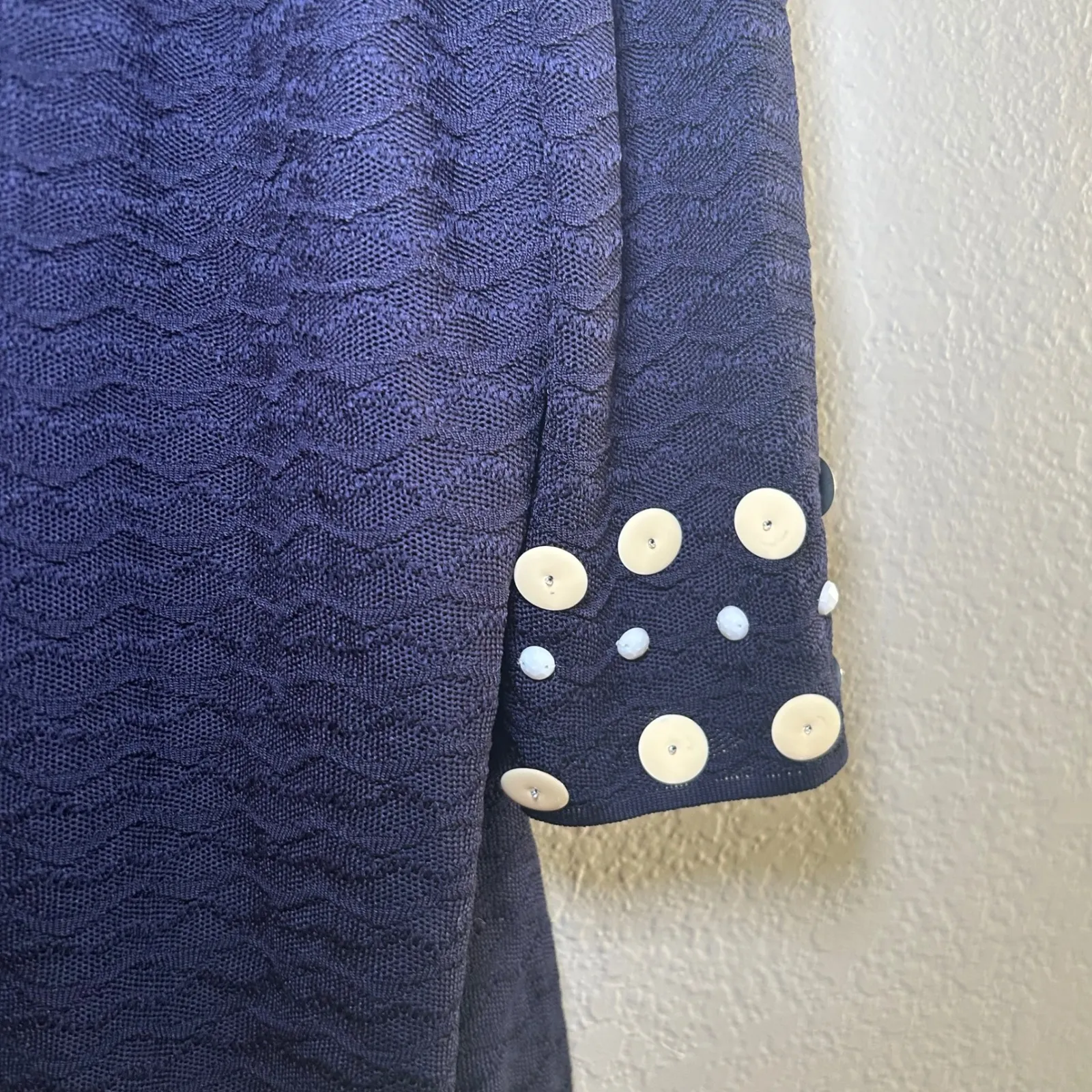 Ming Wang Womens Navy Blue Textured Open Front Cardigan Sweater XL lagenlook - Image 2