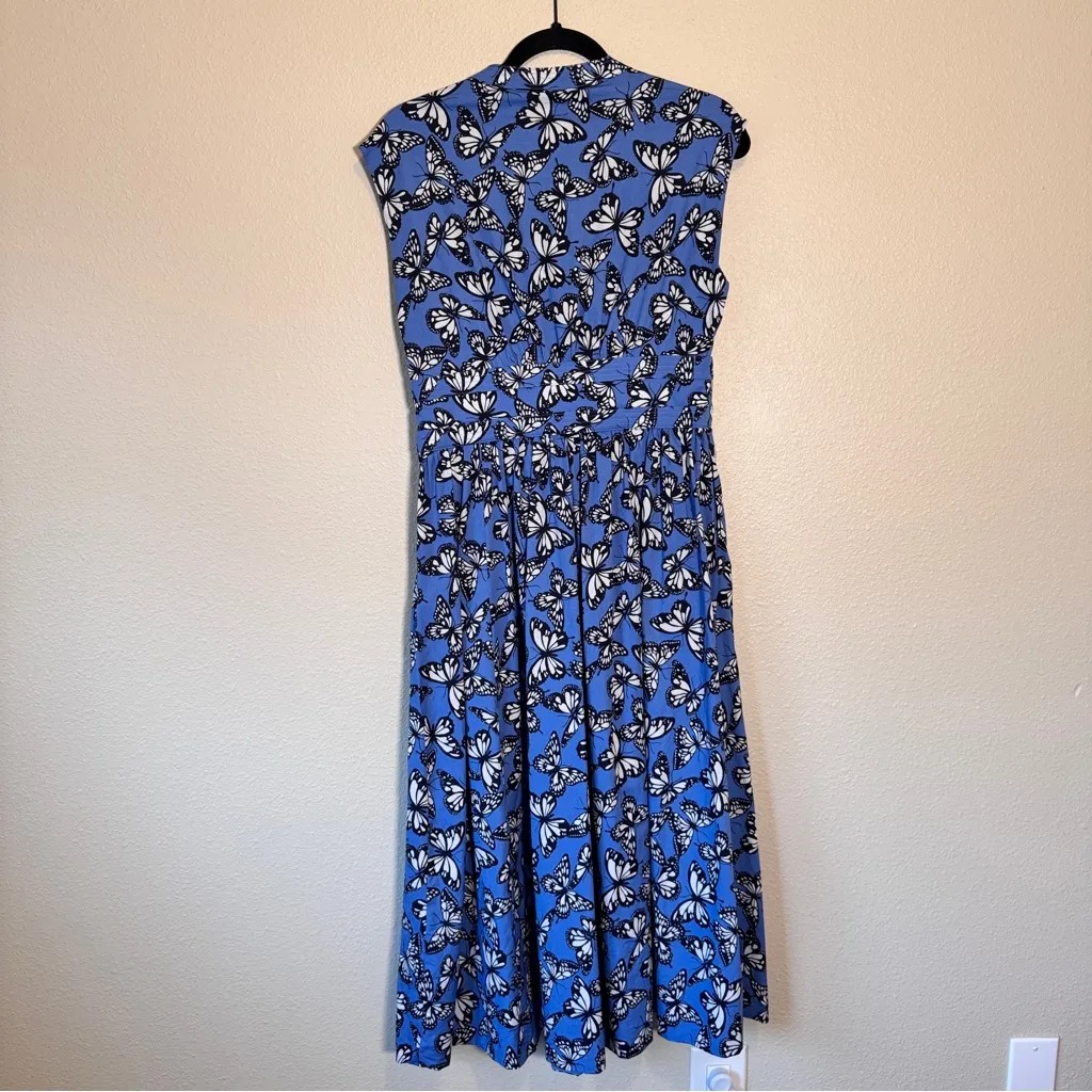 Kate Spade Butterfly Print Blue A Line Dress Womens 6 Modest Casual Knee Length - Image 10