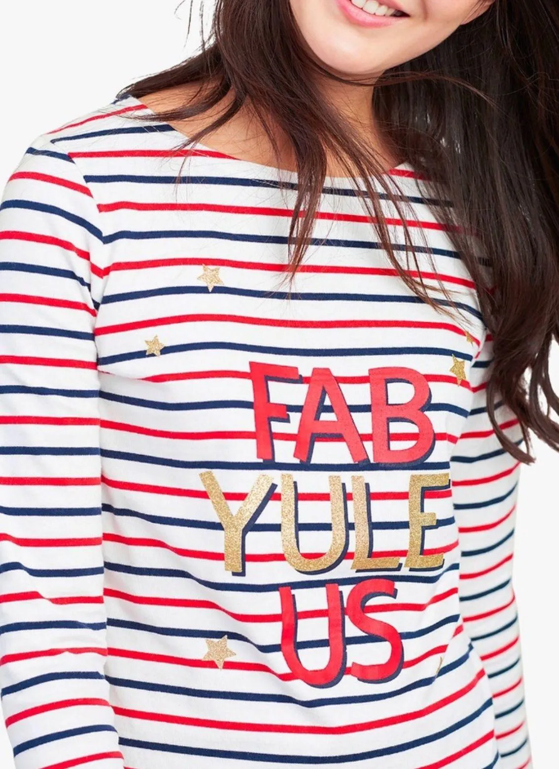 JOULES “FAB YULE US “HARBOUR JERSEY TOP (Sz6) White Size 6 - Image 2