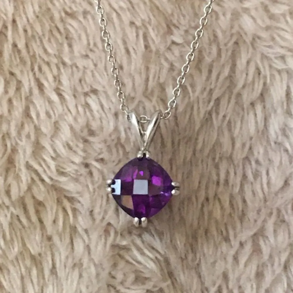 Cushion Cut Amethyst Sterling Silver Necklace - Image 3