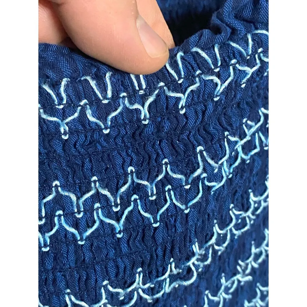 Draper James RSVP Dress Puff Sleeve Smocked Prairie Blue Lined Womens Plus 3X - Image 4