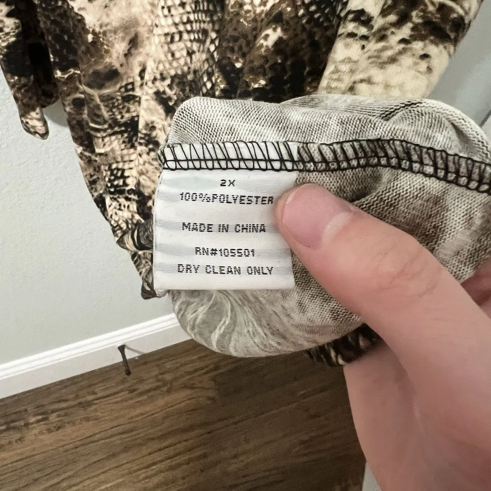 Double D Ranch Women’s Dress Exotic SnakeskIn Brown Stretch Velour Velvet 2X - Image 6