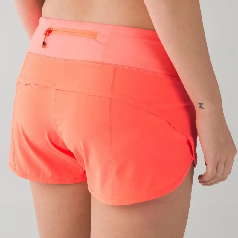 Rare Lululemon Run Speed Shorts 2.5” 4-Way Stretch Very Light Flare Coral Size 4 - Image 2