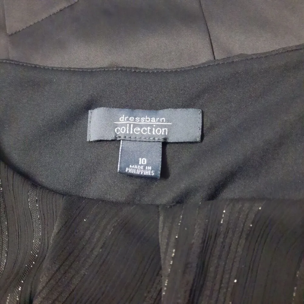 Dressbarn Dress Womens Size 10 Black Satin Retro Vintage Sleeveless Office Party - Image 3