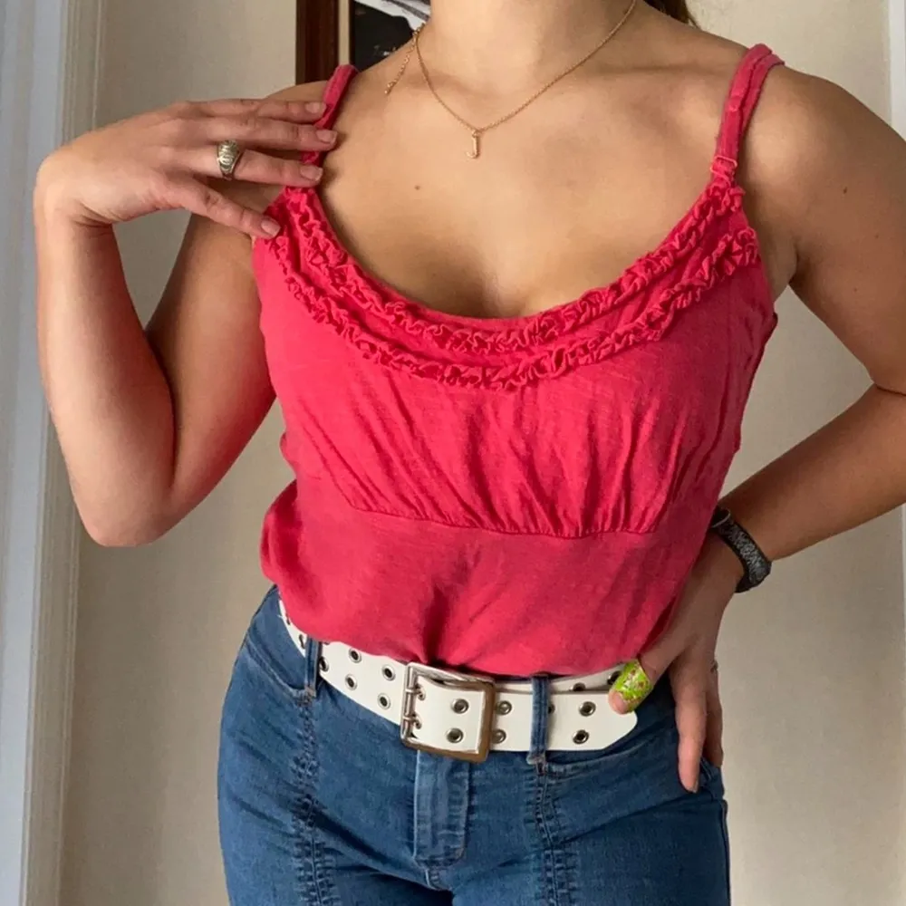 INC pink tank top with frill detailing - Image 2