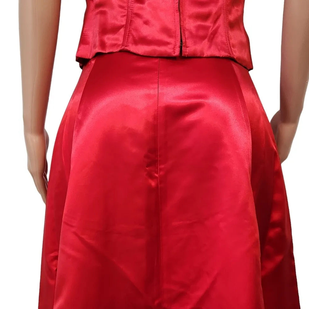 Jessica McClintock for Gunne Sax Vintage 90’s/Y2k Red Satin 2 Piece Corset Set - Image 10