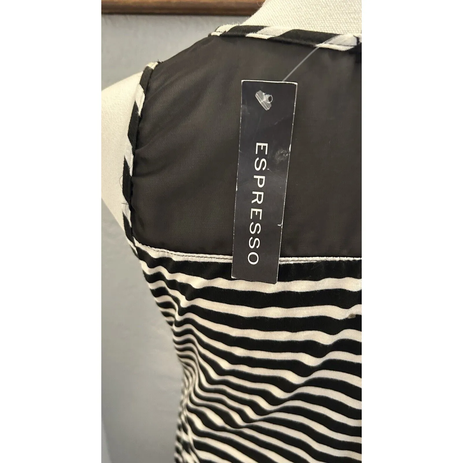 Clearance Espresso Maxi Dress NWT Mesh Accent Size M Black/White Stripe Boho Black Size M - Image 8