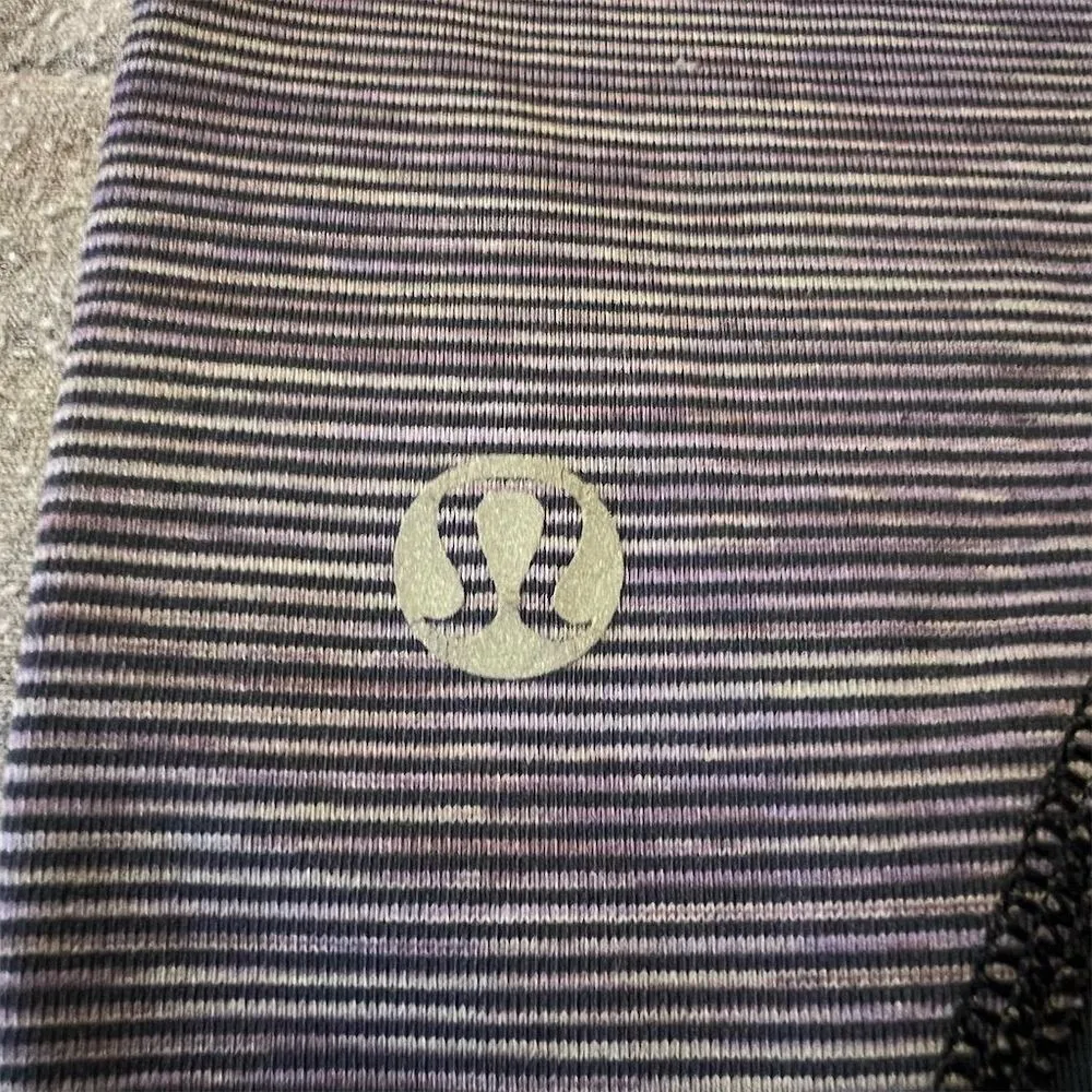 Lululemon Women's Run Inspire Crop Leggings Purple Stripe Size 4 Yoga Running - Image 6