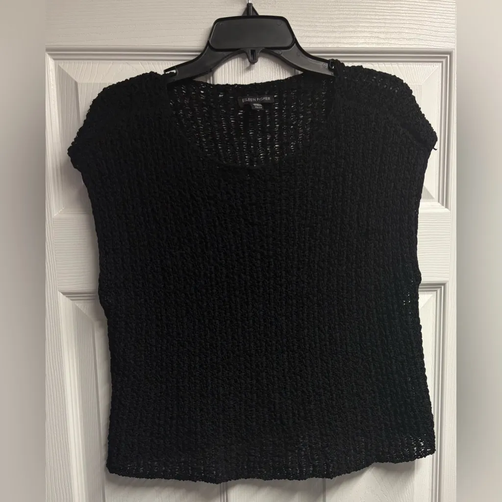 Eileen Fisher Organic Cotton/Nylon Tape Bateau Neck Top Size XS - Image 2