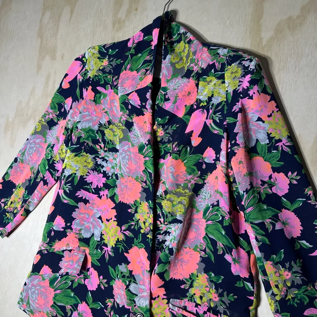Cartonnier Floral Blazer Jacket | Vibrant Neon Botanical Print | Anthropologie - Image 2