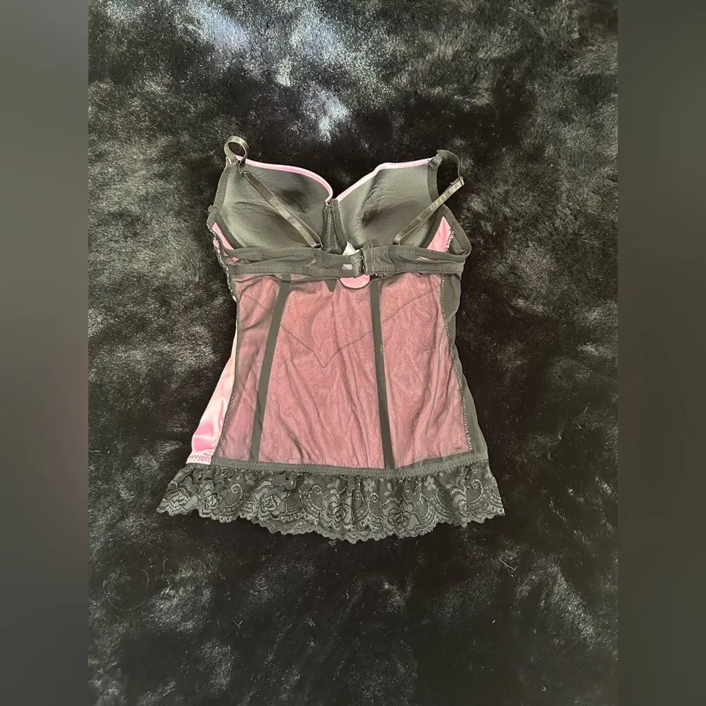 Felina Pink & Black Lace Bustier Corset - Small - Image 5