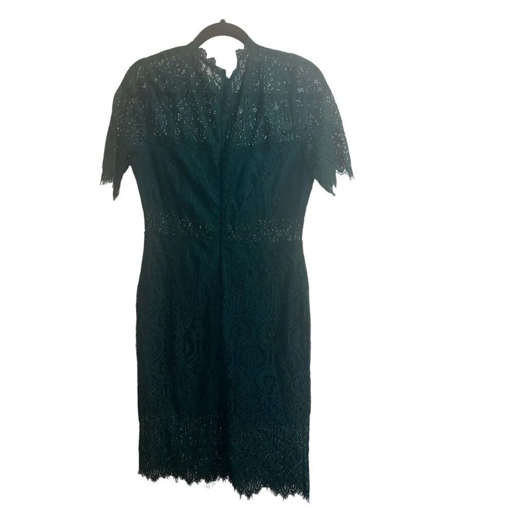 ✨Lulus Remarkable Forest Green Sheer Lace Short Sleeve Mini Sz Large Dress✨ - Image 6