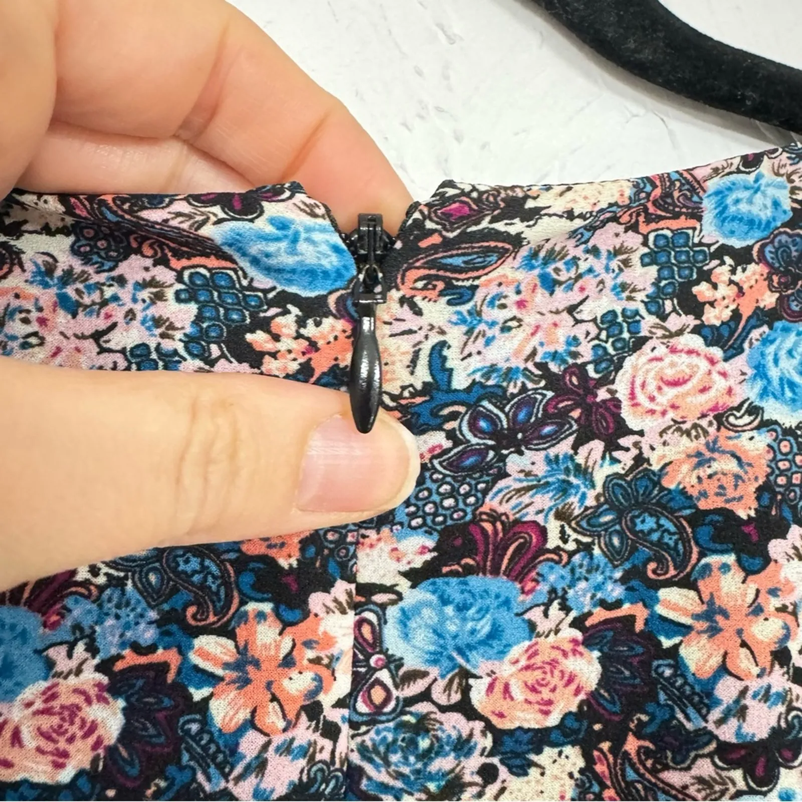 J Crew Black Floral Mini Dress Womens 4 Peplum Long Sleeve Fall Boho Romantic - Image 9