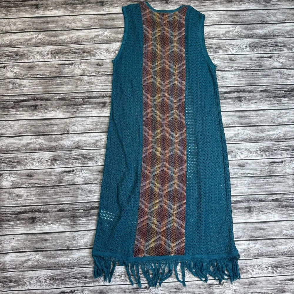 C by Bloomingdales Women's Sleeveless Cardigan Vest S SM Small Teal Multicolor - Image 11