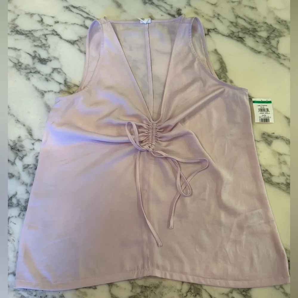 NWT Melrose and Market Cinched Front Top V-neck Purple Calluna Ruched Tank Lilac - Image 2