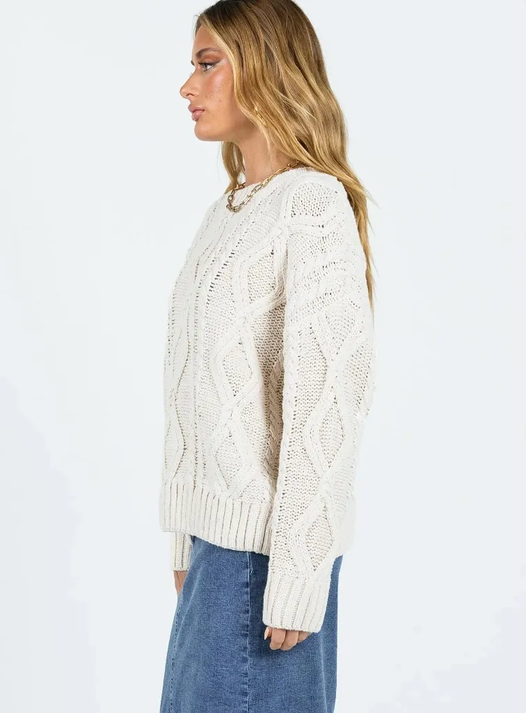 Princess Polly Anaya Oversized Sweater Beige - Image 3