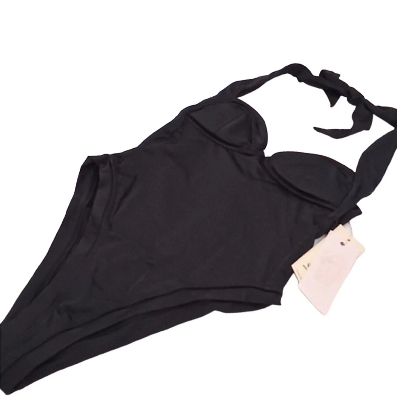 FREE PEOPLE x HAH One Pcs Swimsuit Sz S Black Fairy Resort Y2K Coquette Goth NWT - Image 5