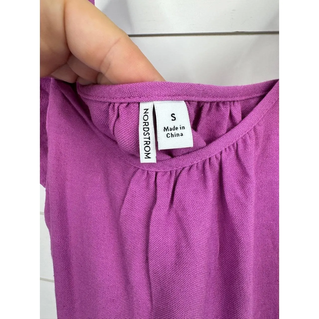 Nordstrom Womens Size S Purple Pink Tie Shoulder Midi Dress Linen Blend - Image 7