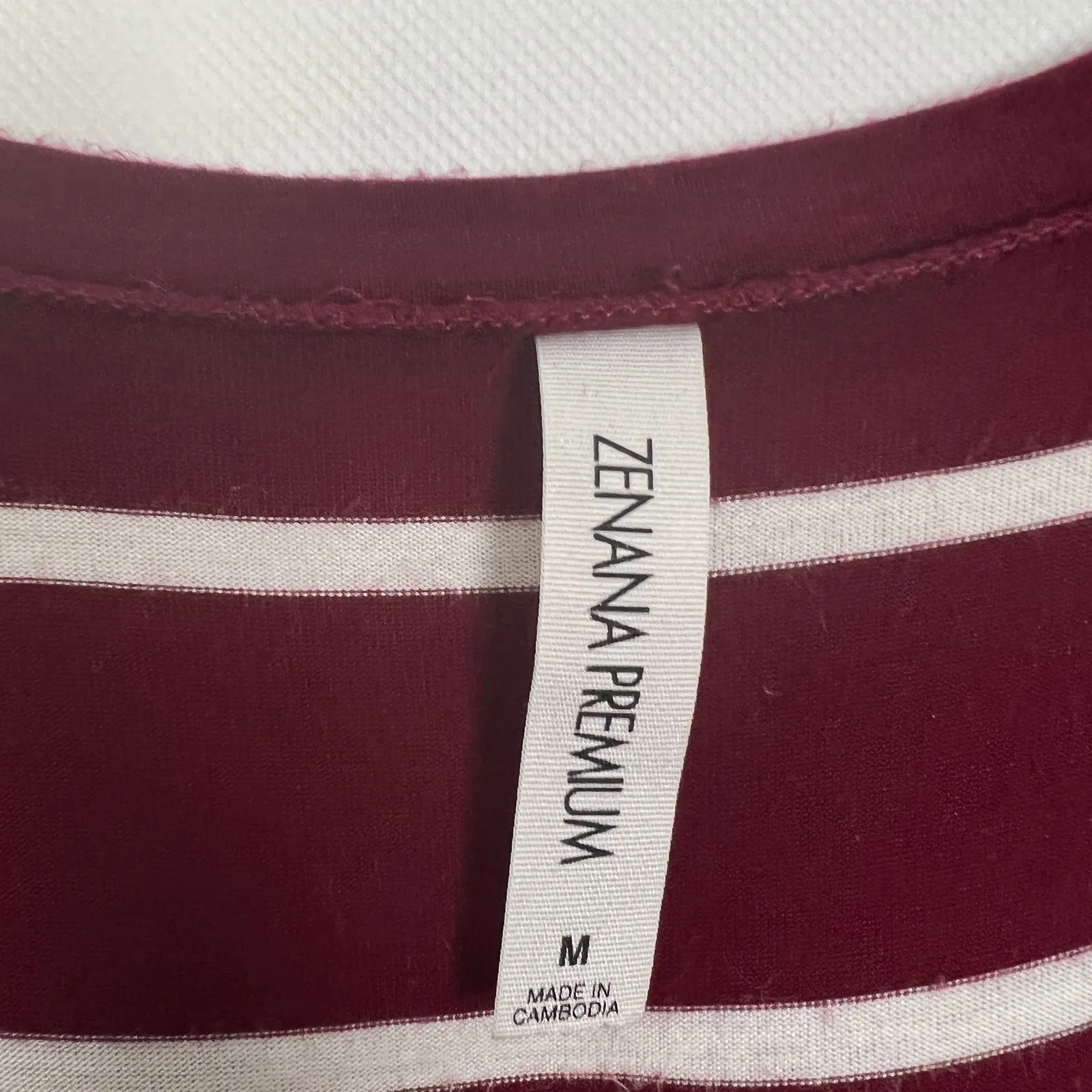 Zenana Outfitters Striped Tee Shirt Burgundy Dress Size M - Image 2