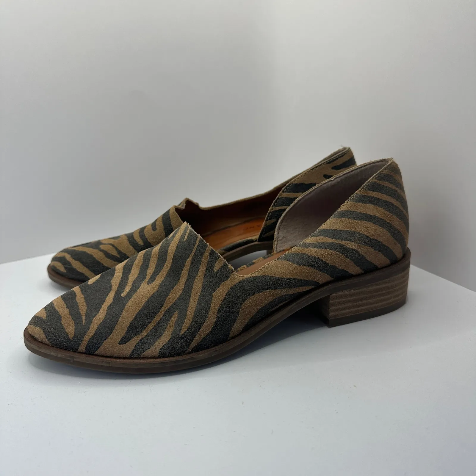Lucky Brand Zebra Print Garny‎ Loafers Block Heel Leather Slip On Shoes Size 8M - Image 4
