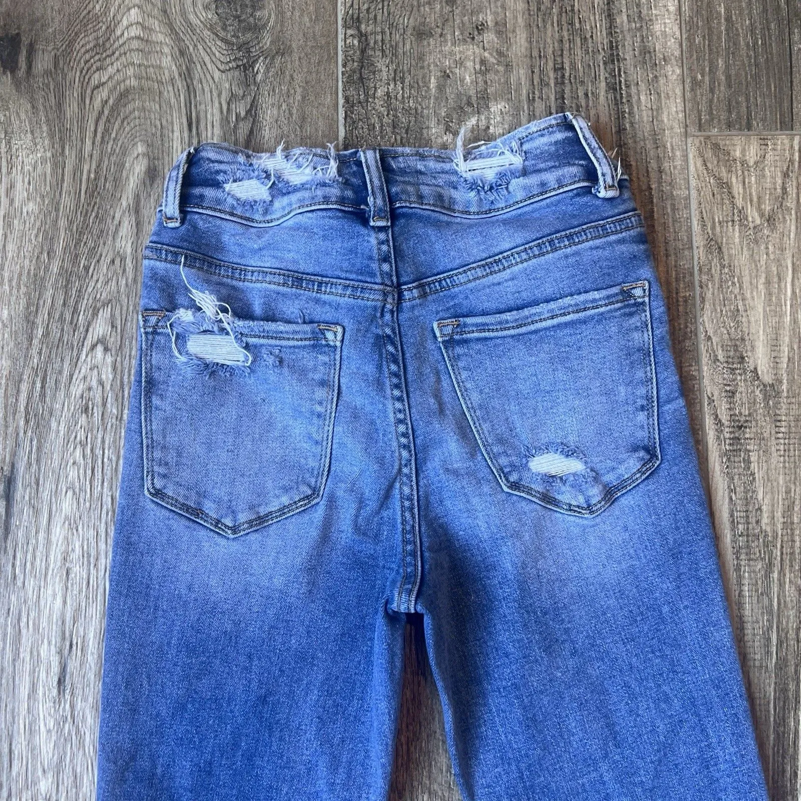 Bridge by Gly Jeans Women 25 Flare wide leg Blue Distressed Denim hippie western - Image 16