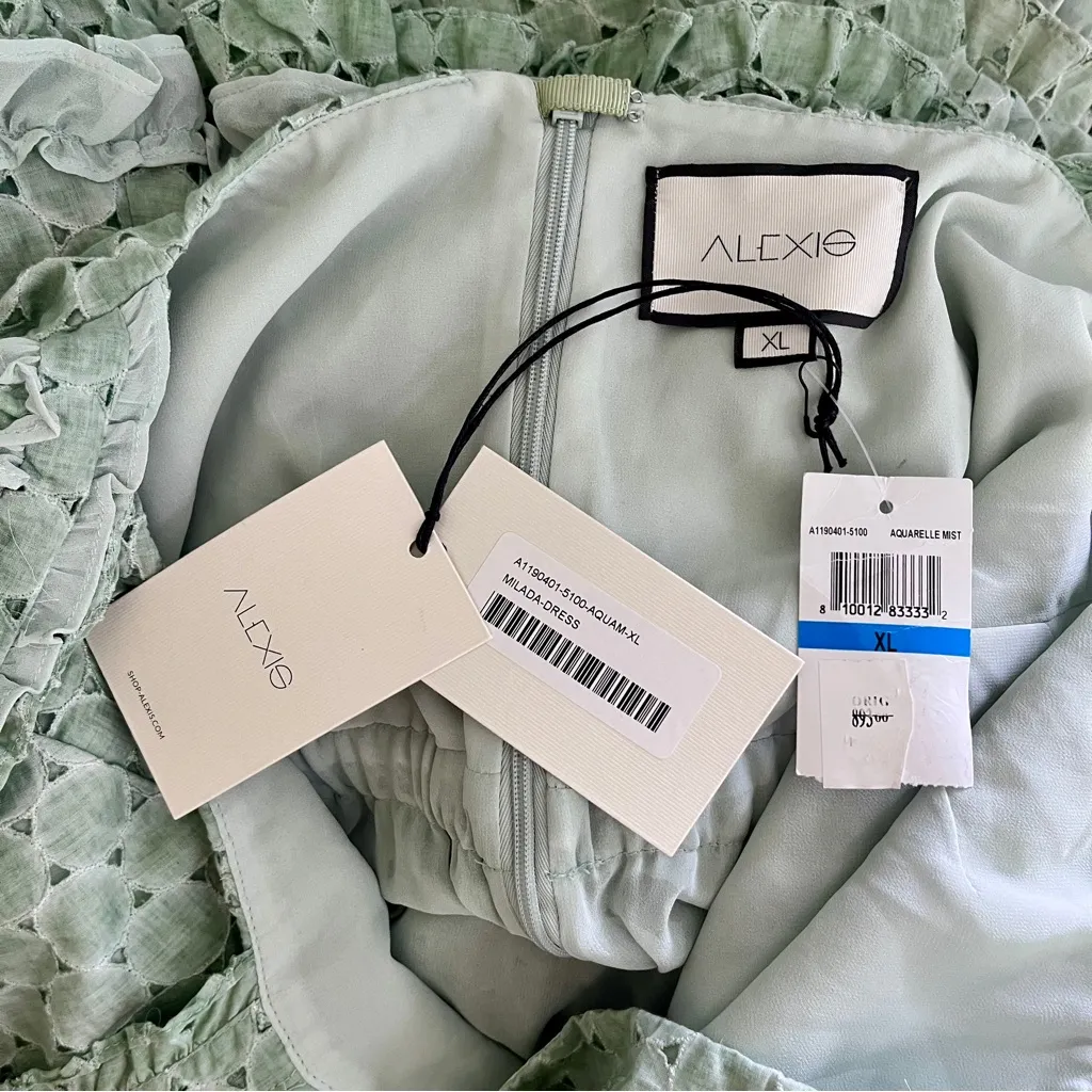 NWT Alexis Sage Green ‘Milada’ Ruffled Broderie Anglaise Maxi Dress, Size XL - Image 6