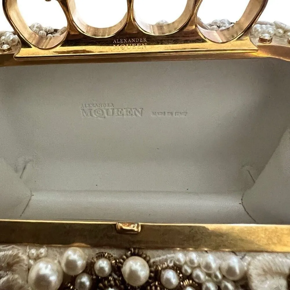 Alexander McQueen Runway Faux Pearl Cherub Ivory Knuckle Duster Clutch Purse - Image 9