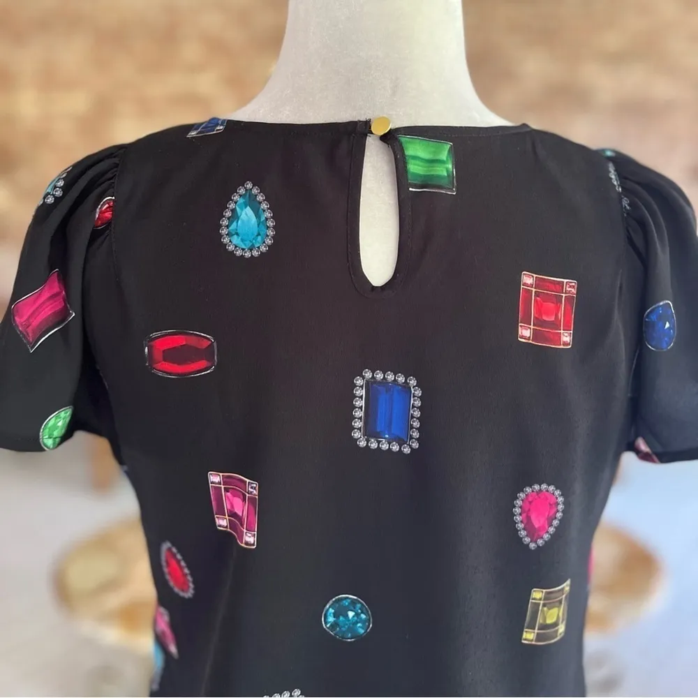 Cece by Cynthia Steffe Top Black Jewel Stone Short Top XS Cocktail Party Chic - Image 10