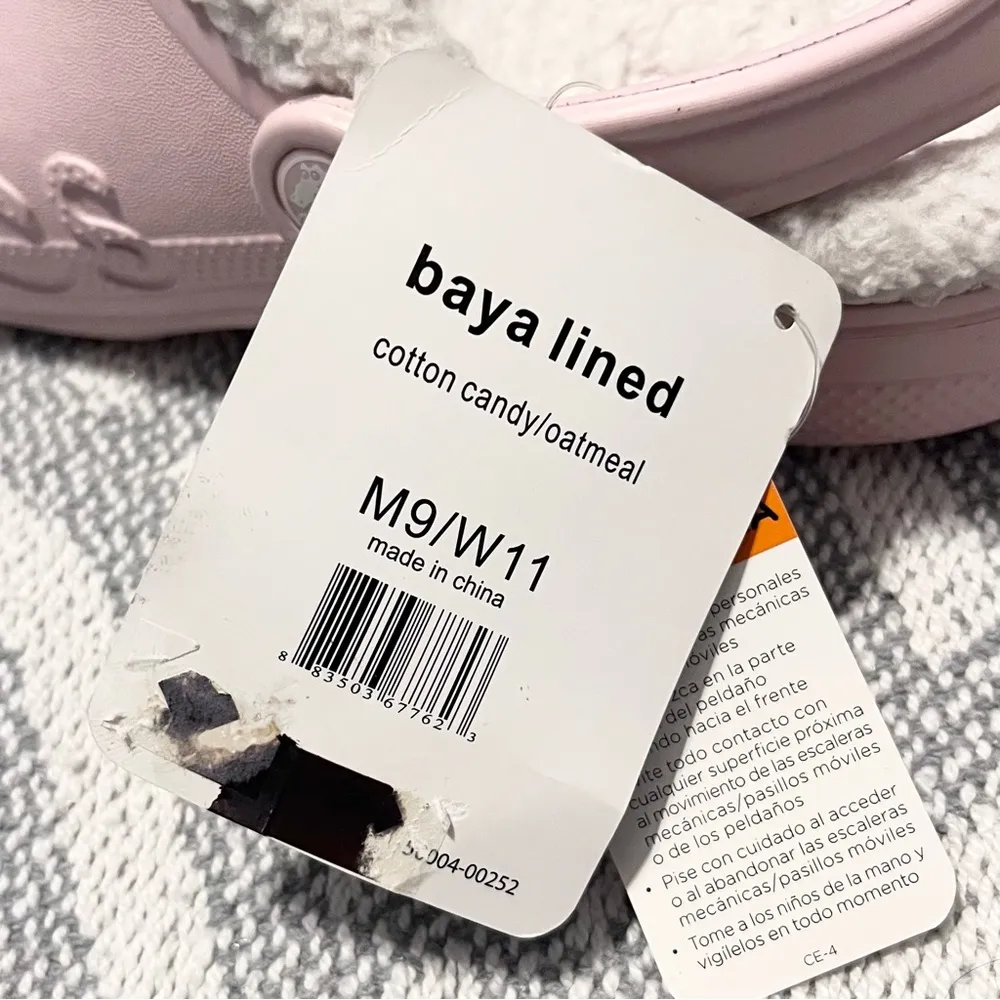 CROCS Baya Faux Fur Lined Cotton Candy Pink Oatmeal Clogs Men’s 9 Women’s 11 NWT - Image 10