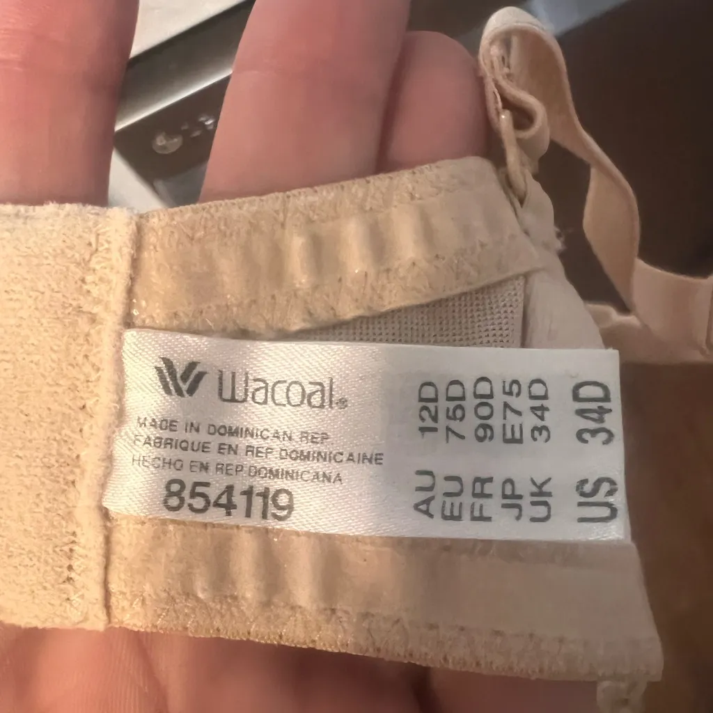 Wacoal Red Carpet Strapless Underwire Bra Nude Beige Style 854119 Size 34D - Image 9