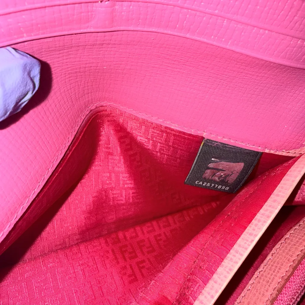 Fendi Zucca Long Wallet with Pink Interior - Image 7