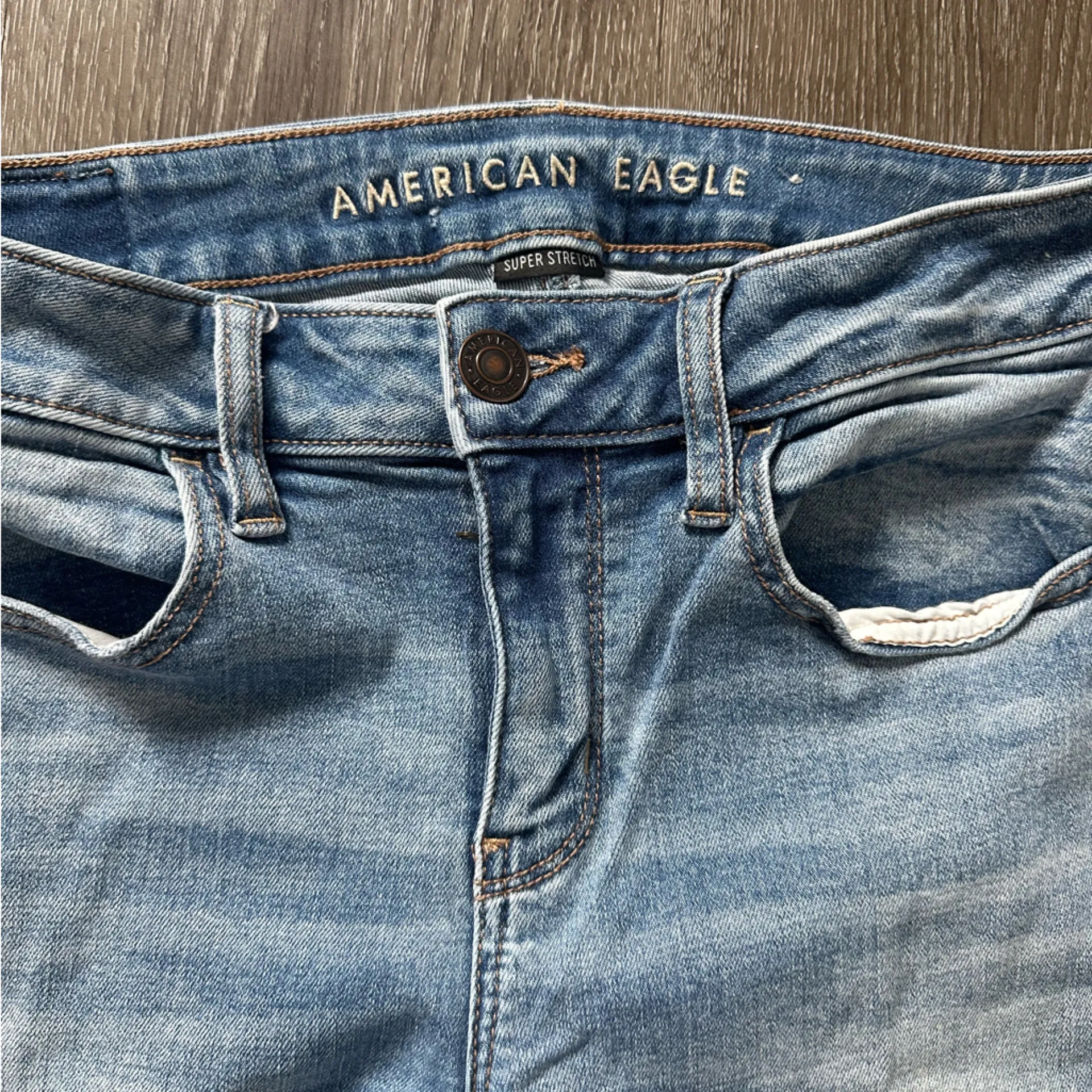 American Eagle Outfitters Light Blue Distressed Skinny Jeans - Image 5