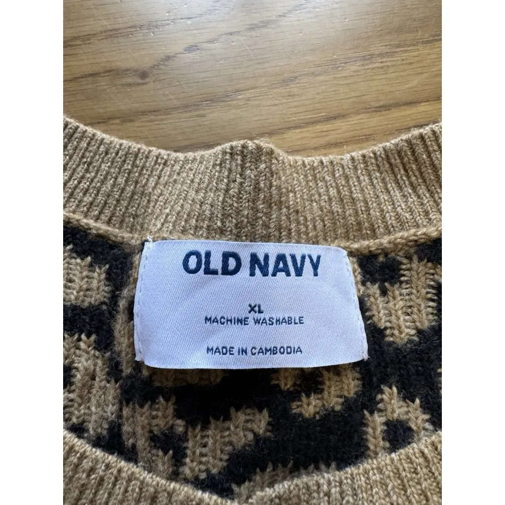 OLD NAVY Soft Cropped Cheetah Print Button Up Cardigan Sweater Fall Size XL City - Image 3