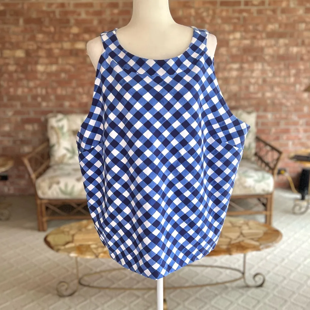 Talbots Top Gingham Halter Tank Blue Plaid Knit 3XL Sleeveless Preppy Classic - Image 2