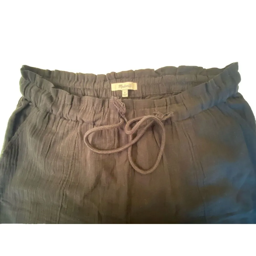 MADEWELL Women's Pants Tapered Pull-On‎ Crop Medium Relaxed Drawstring Black - Image 2