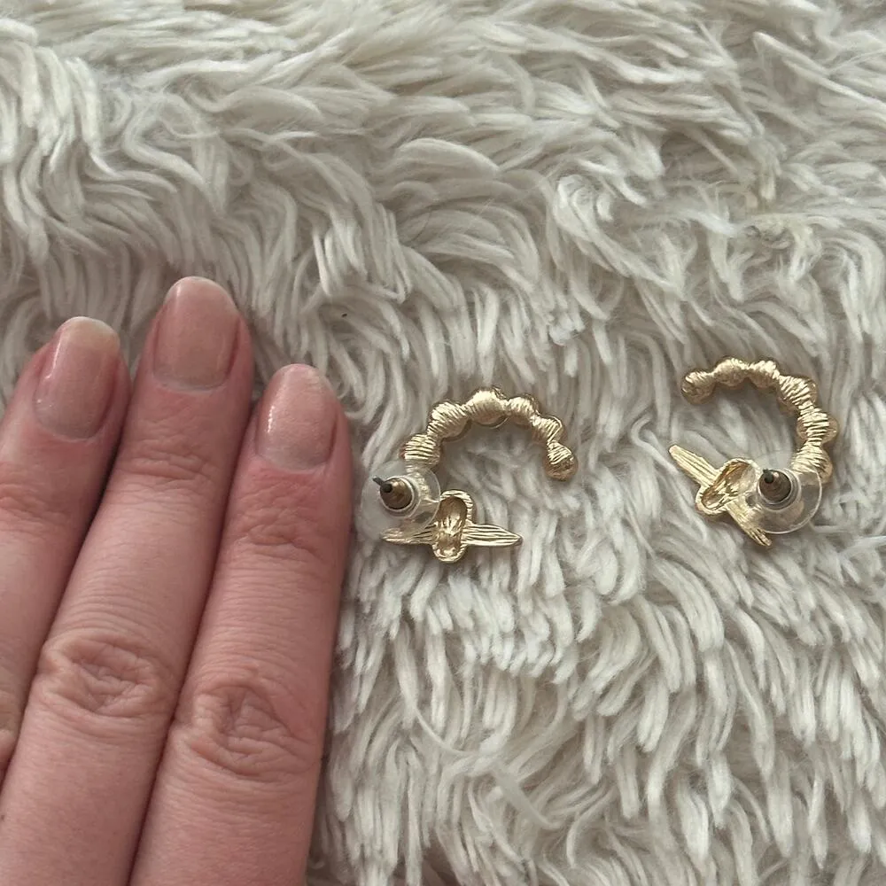 Free with Purchase! Gold Tone Bee Rhinestone Fashion Earrings - Image 2