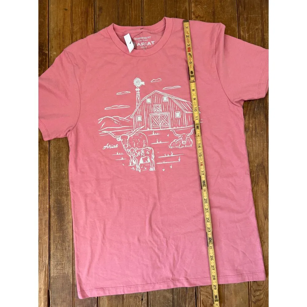 Women’s Artiat dusty rose barn steer short sleeve t shirt size medium NWT new - Image 2