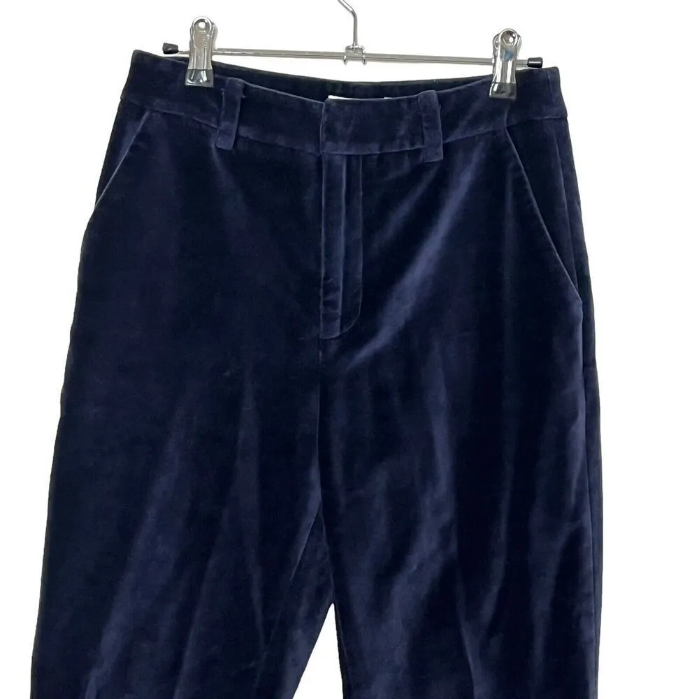 ANINE BING Ella Velvet Trousers Women’s Size XS Ink Blue Tapered High Waist - Image 2
